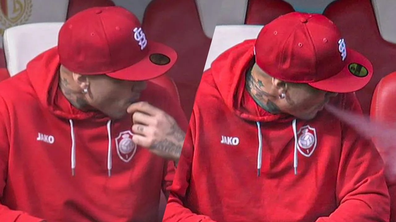 FC Antwerp-middenvelder Nainggolan vlak voor wedstrijd rokend gespot in dug-out
