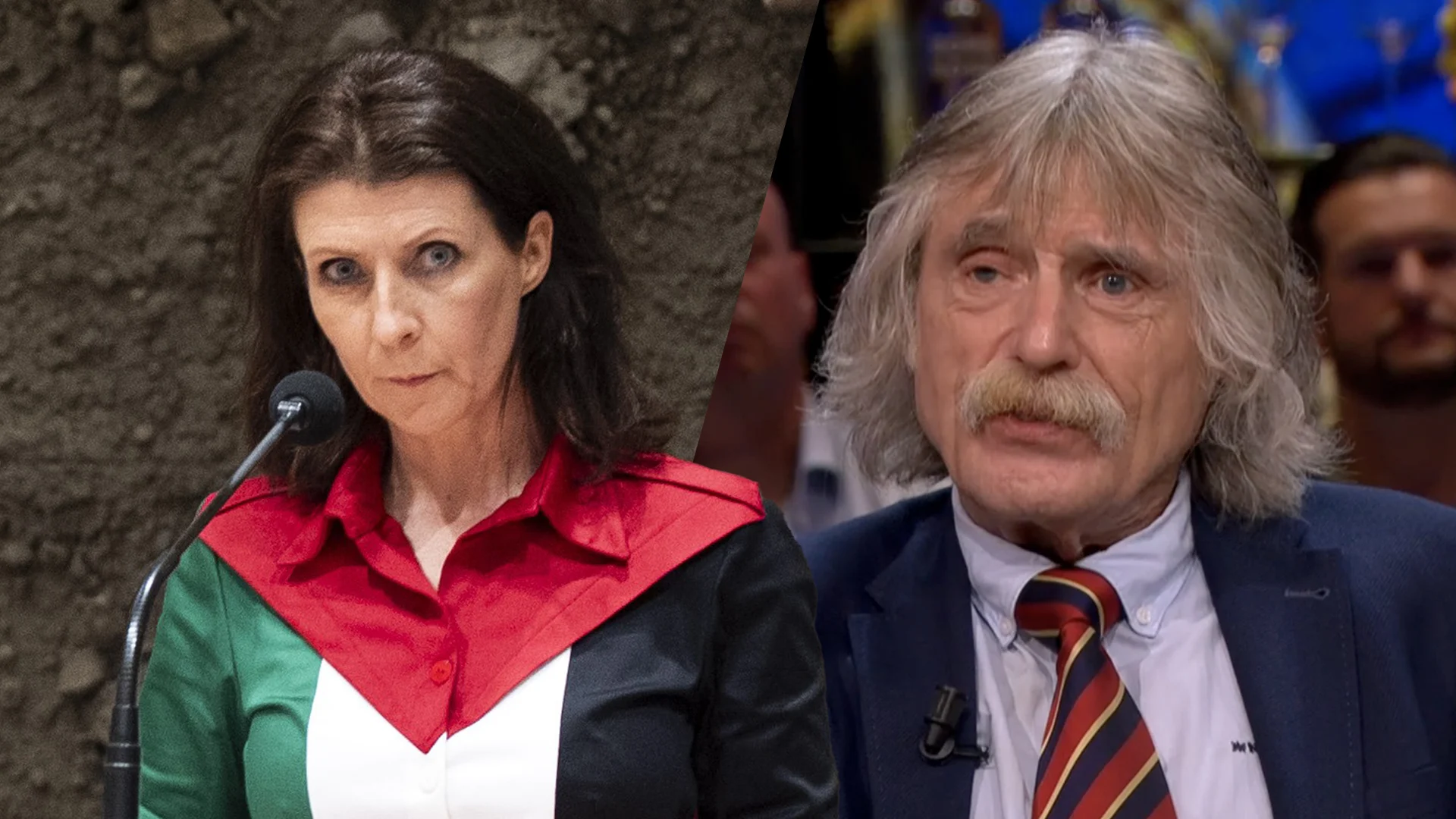 Johan Derksen over blouse van Esther Ouwehand in kleuren van Palestijnse vlag: 'Provoceren!'