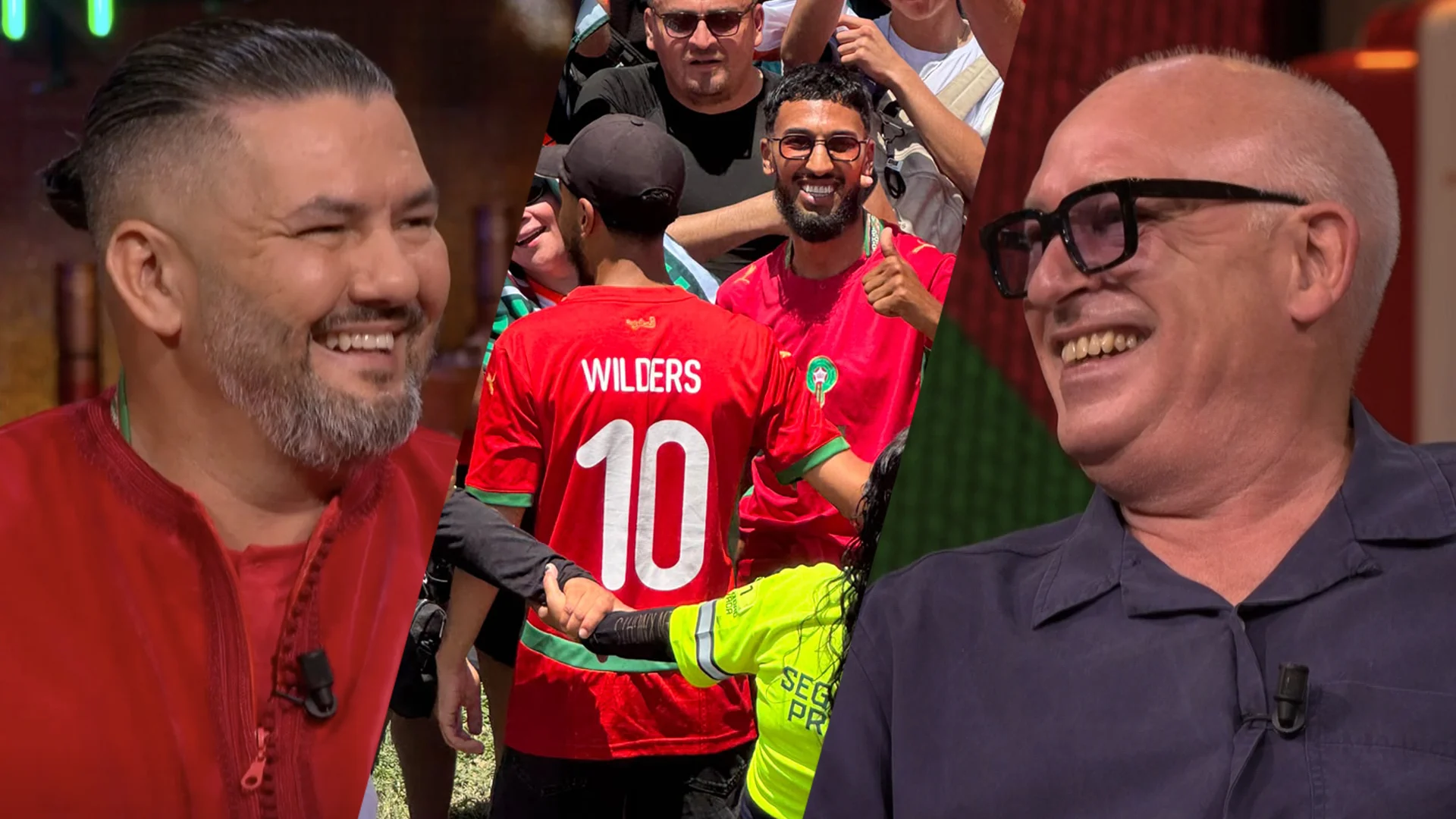Vandaag Inside Oranje-gasten lachen om Marokko-fan met 'Wilders' op z'n rug: 'Dit is goed!'