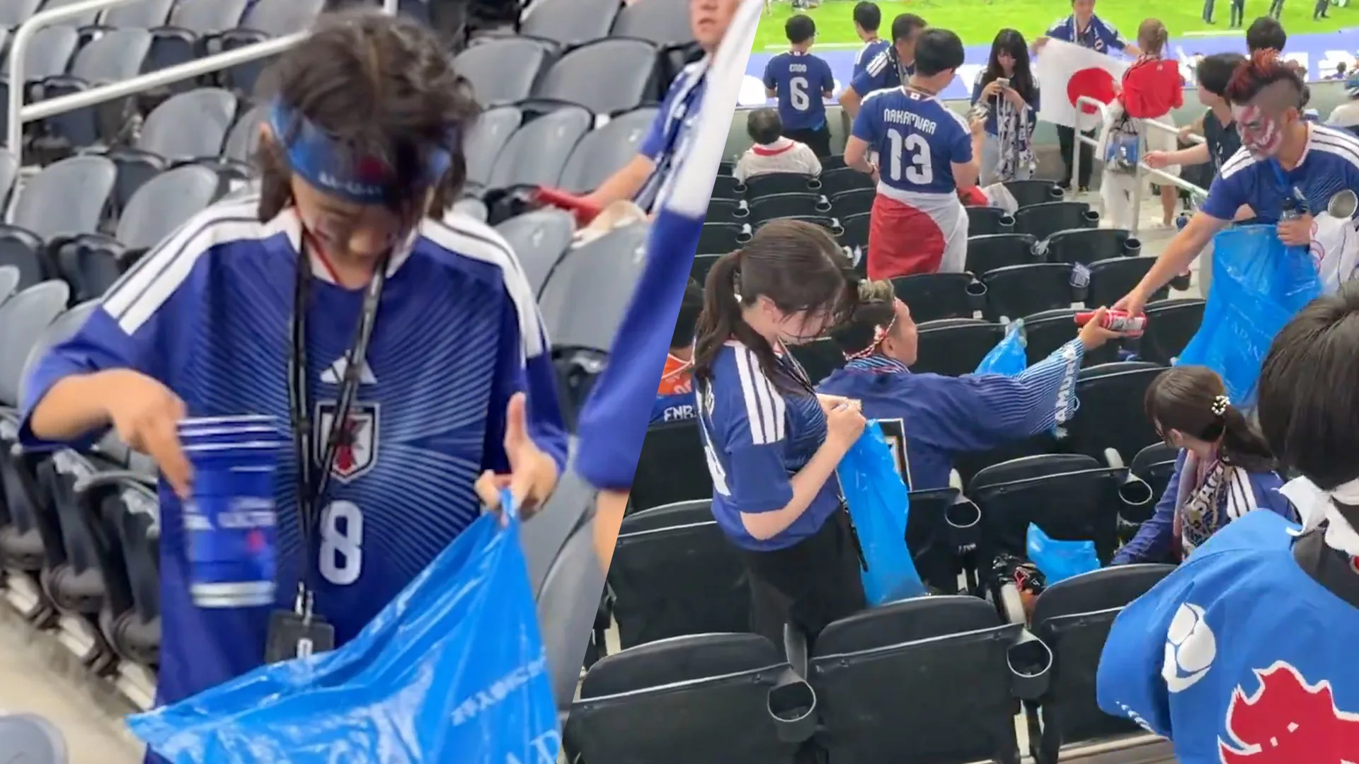 Video: Japanse supporters ruimen afval op na wedstrijd tegen Oranje
