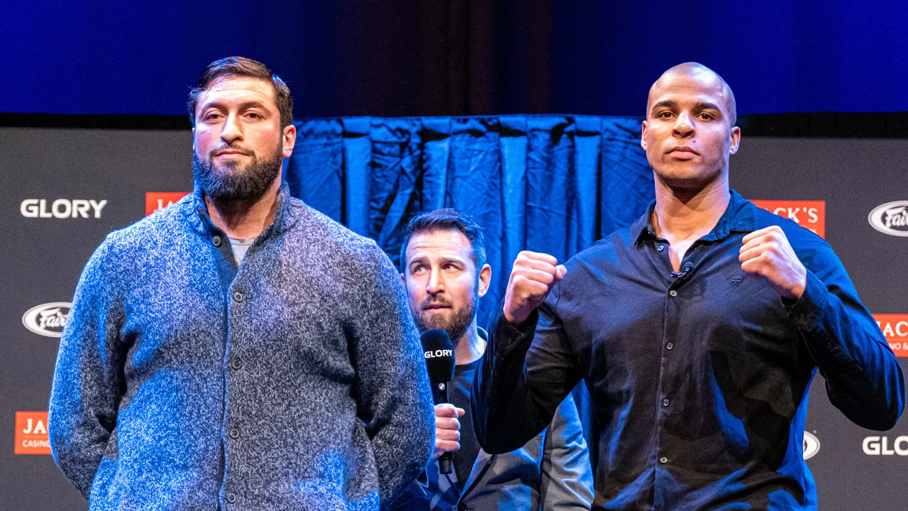 Kickboksers Levi Rigters en Jamal Ben Saddik tegenover elkaar op Glory