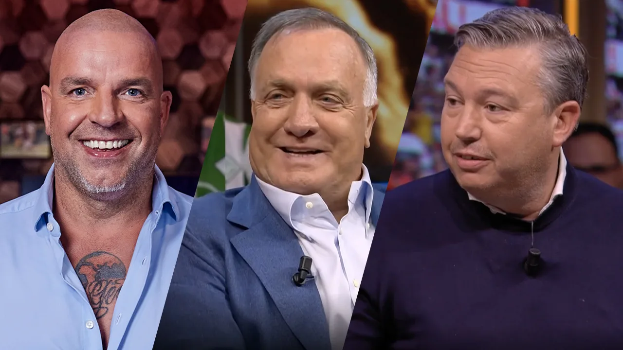 Dick Advocaat, Andy van der Meijde en Martijn Krabbendam vrijdag aan tafel bij Veronica Offside
