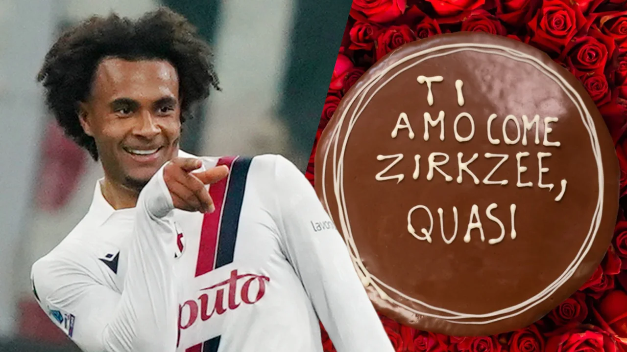 Bologna viert Valentijnsdag met speciale taart: 'Ik hou van jou, net zoals ik van Zirkzee hou'