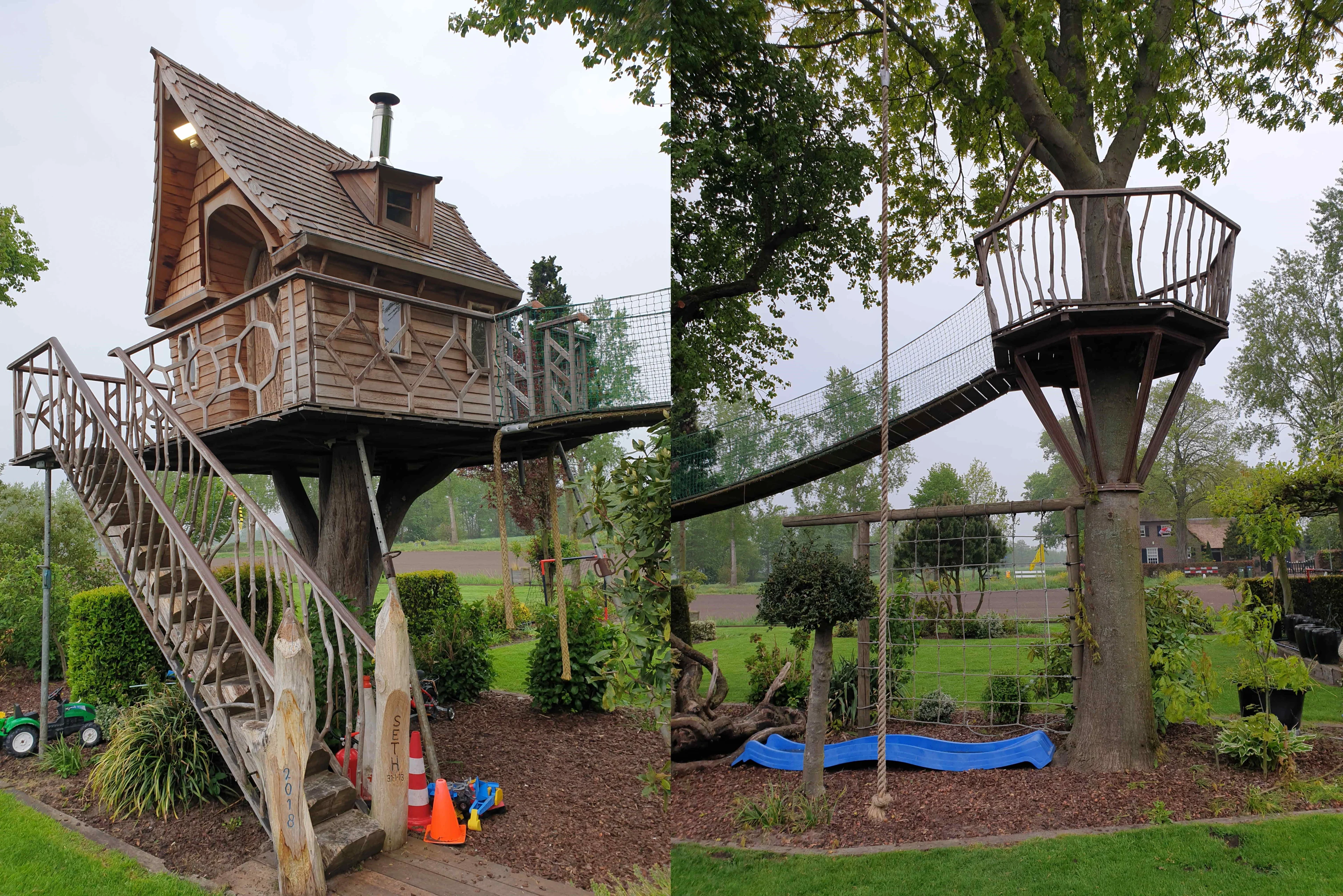 Opa Han bouwde een sprookjesachtige boomhut in Kaatsheuvel: 'Geeft mijn kleinkinderen afleiding'