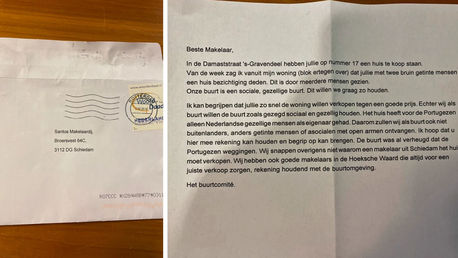 'Buurtcomité' in brief aan makelaar: 'Buitenlanders, anders getinten en asocialen niet welkom'