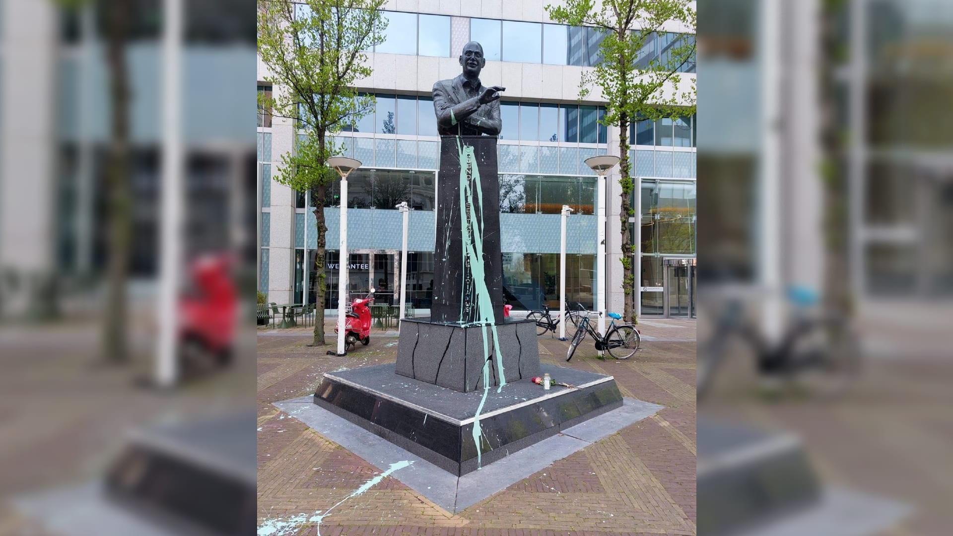 Standbeeld Pim Fortuyn op sterfdag beklad in Rotterdam