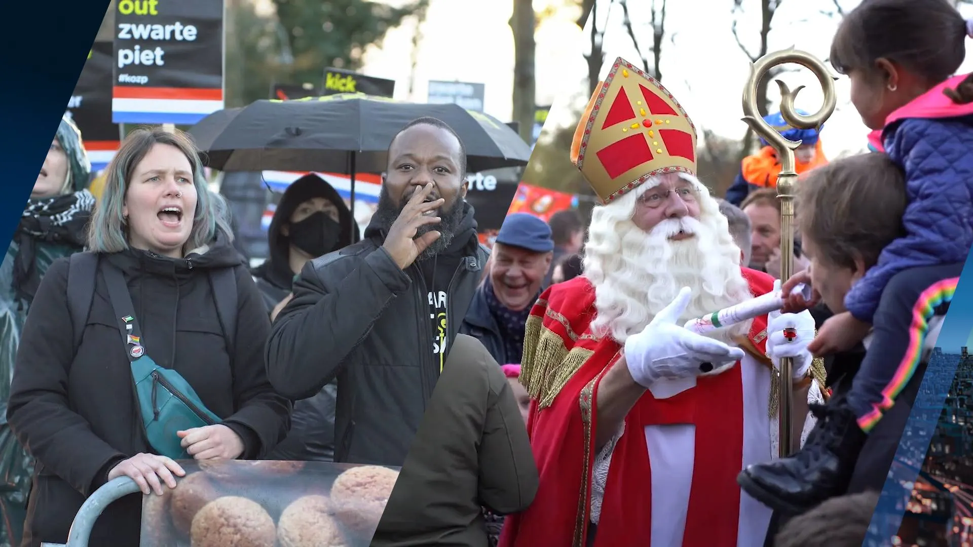 KOZP-demonstranten laten zich horen bij Sinterklaasintocht Slochteren