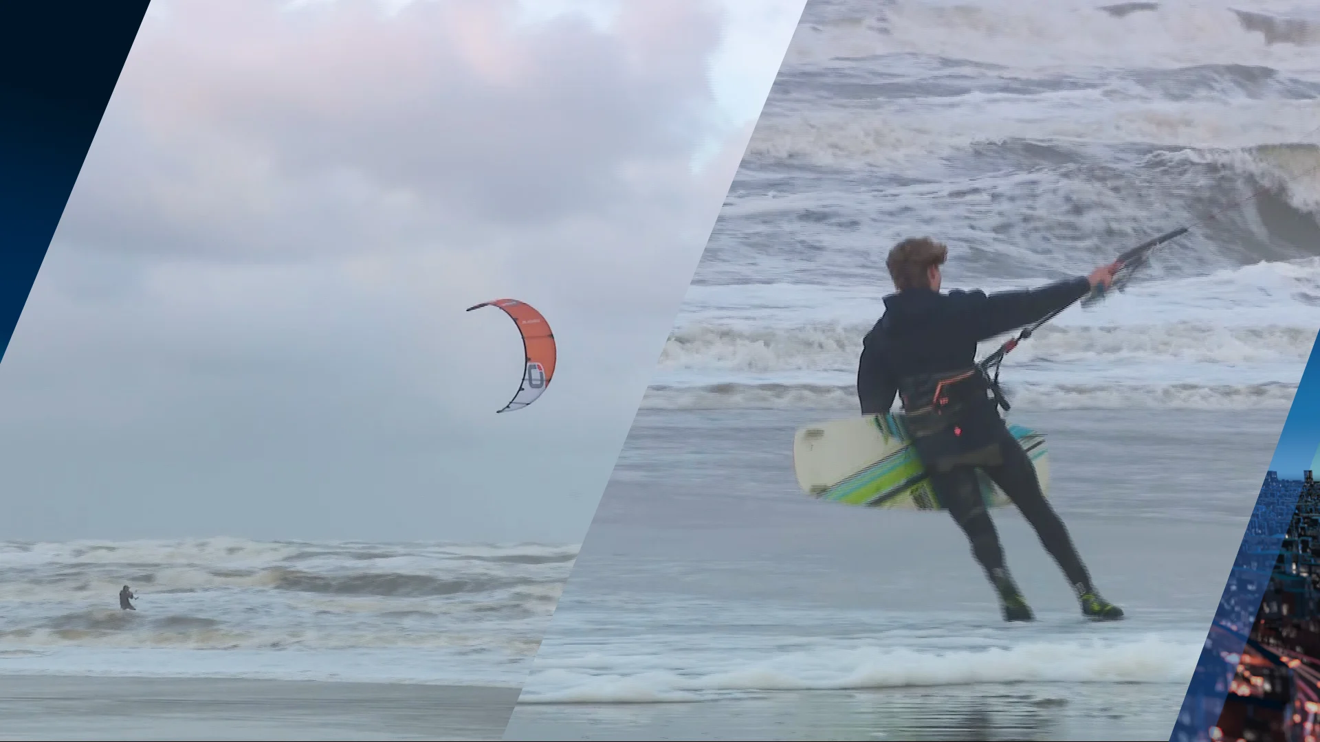 Stormachtige wind lokt kitesurfers naar strand Wijk aan Zee: 'Flink gas geven'