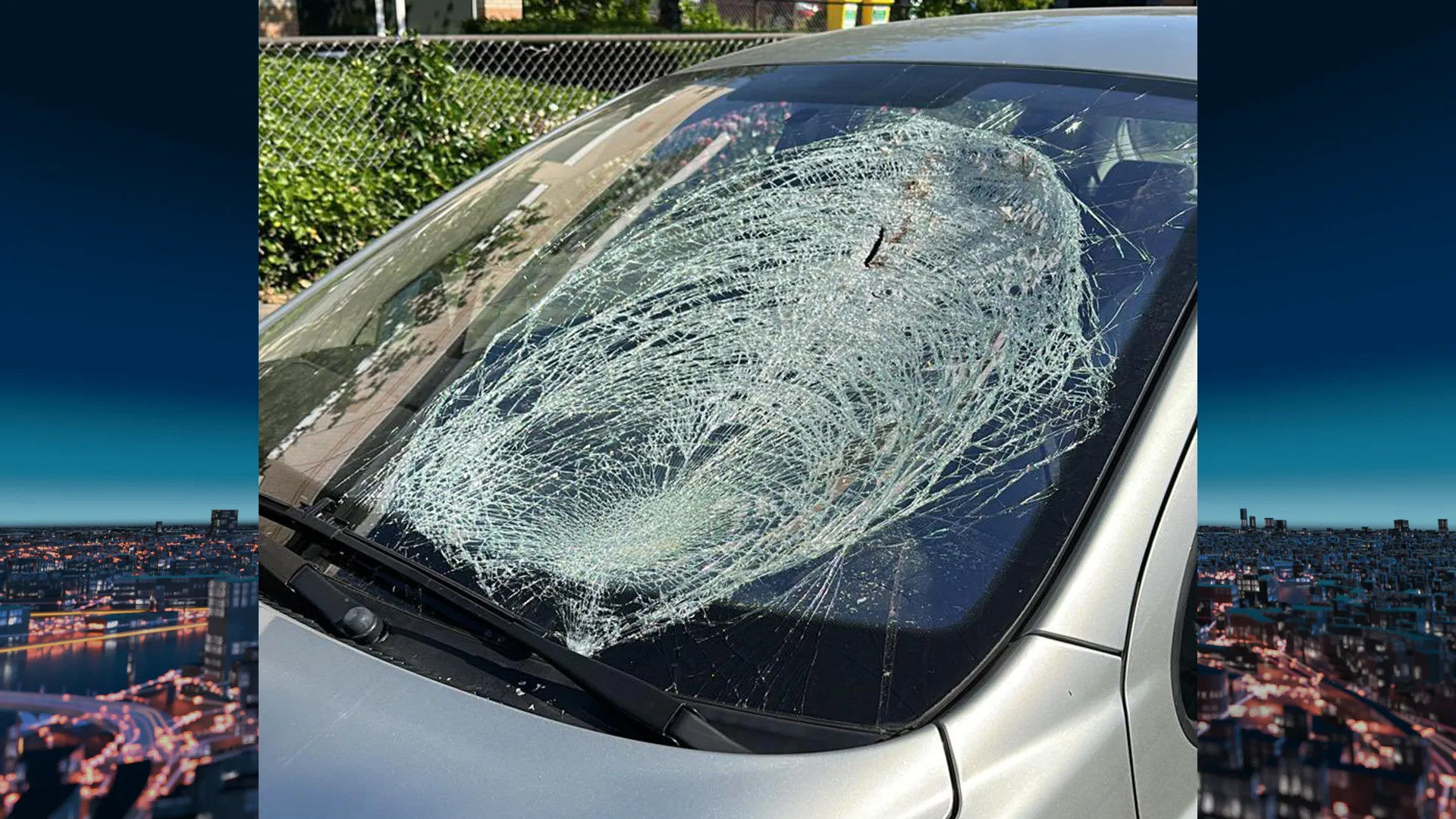 Man rijdt door Oss met kapotte voorruit en zijn hoofd uit het raam