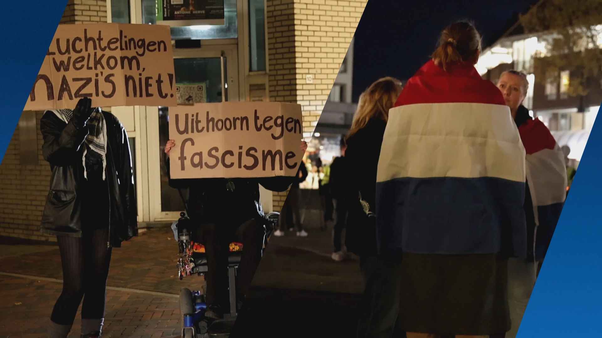 Spanning bij azc-protest in Uithoorn: voor- en tegenstander tegenover elkaar