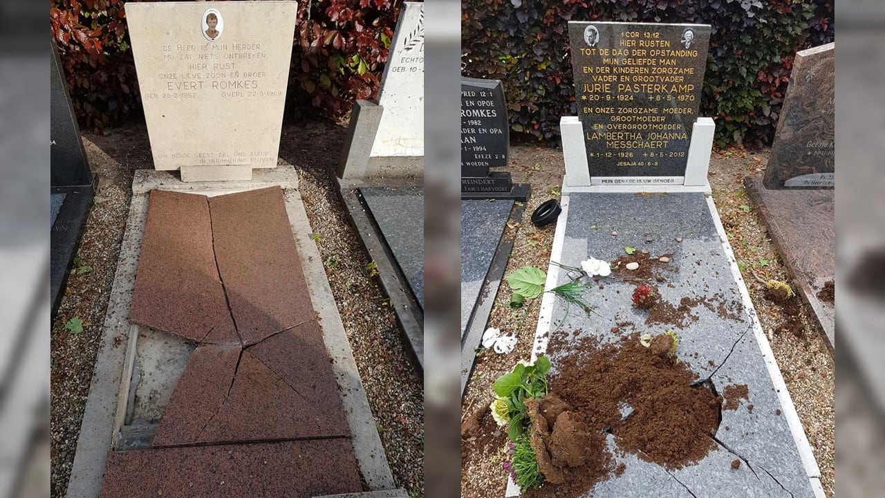 Ravage op begraafplaats Urk: acht graven vernield