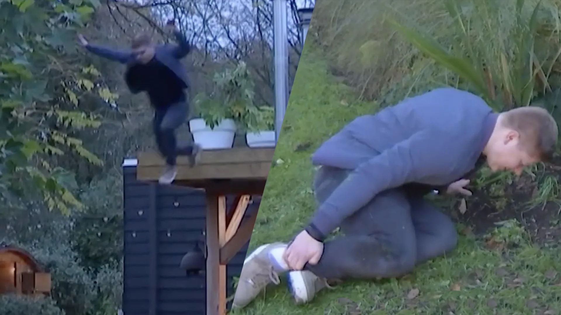 Sprong van het dak loopt verkeerd af: 'Ik denk dat ik mijn been heb gebroken'