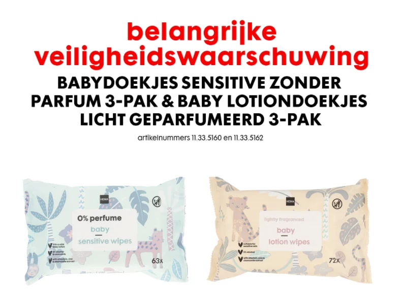 Hema-babydoekjes met bacterie in omloop; warenhuis roept klanten op doekjes terug te brengen