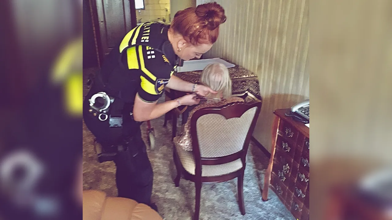Agenten brengen eenzame vrouw (95) een patatje en knippen haar haren