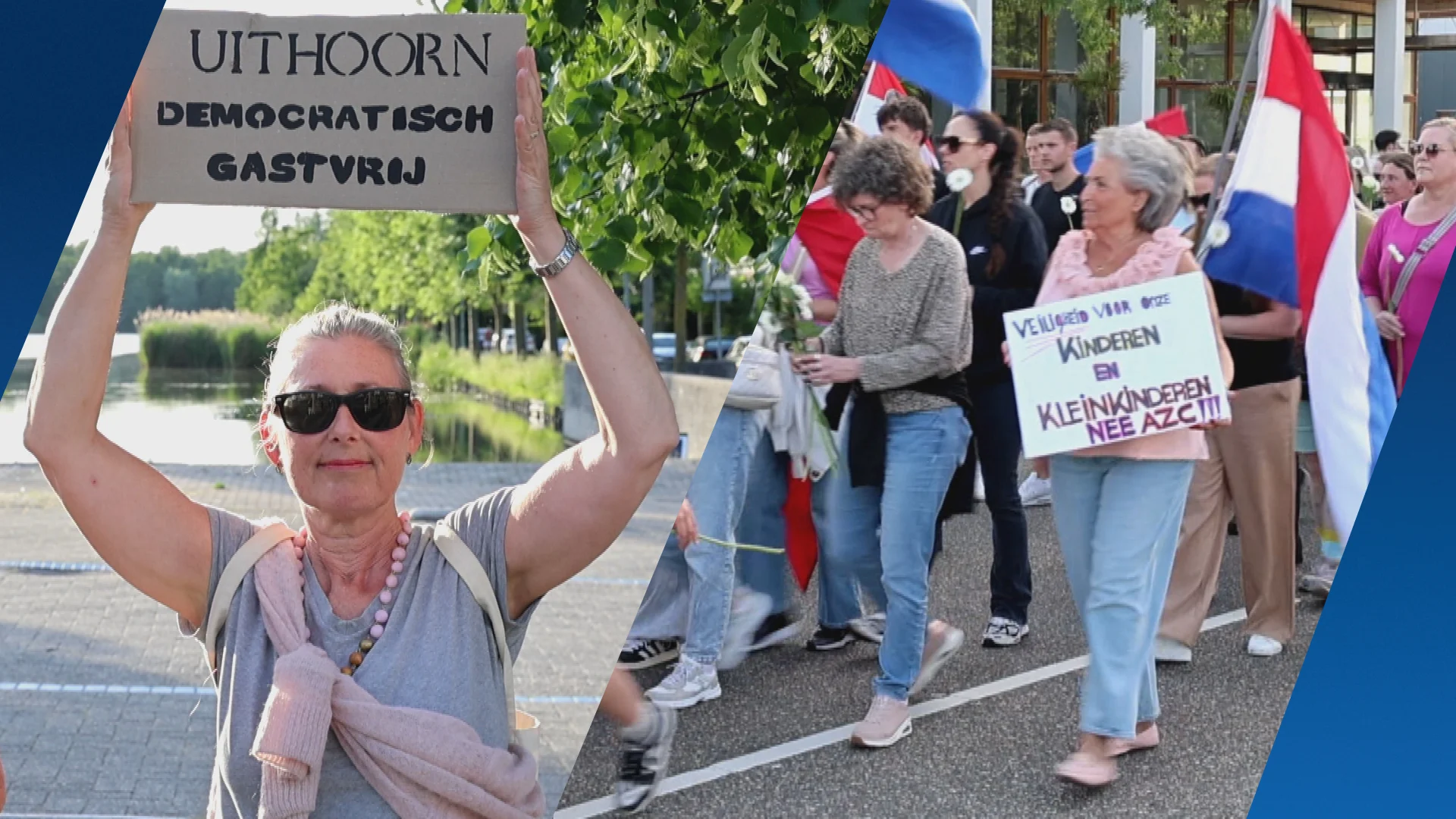 Voor- en tegenstanders lijnrecht tegenover elkaar bij azc-protesten