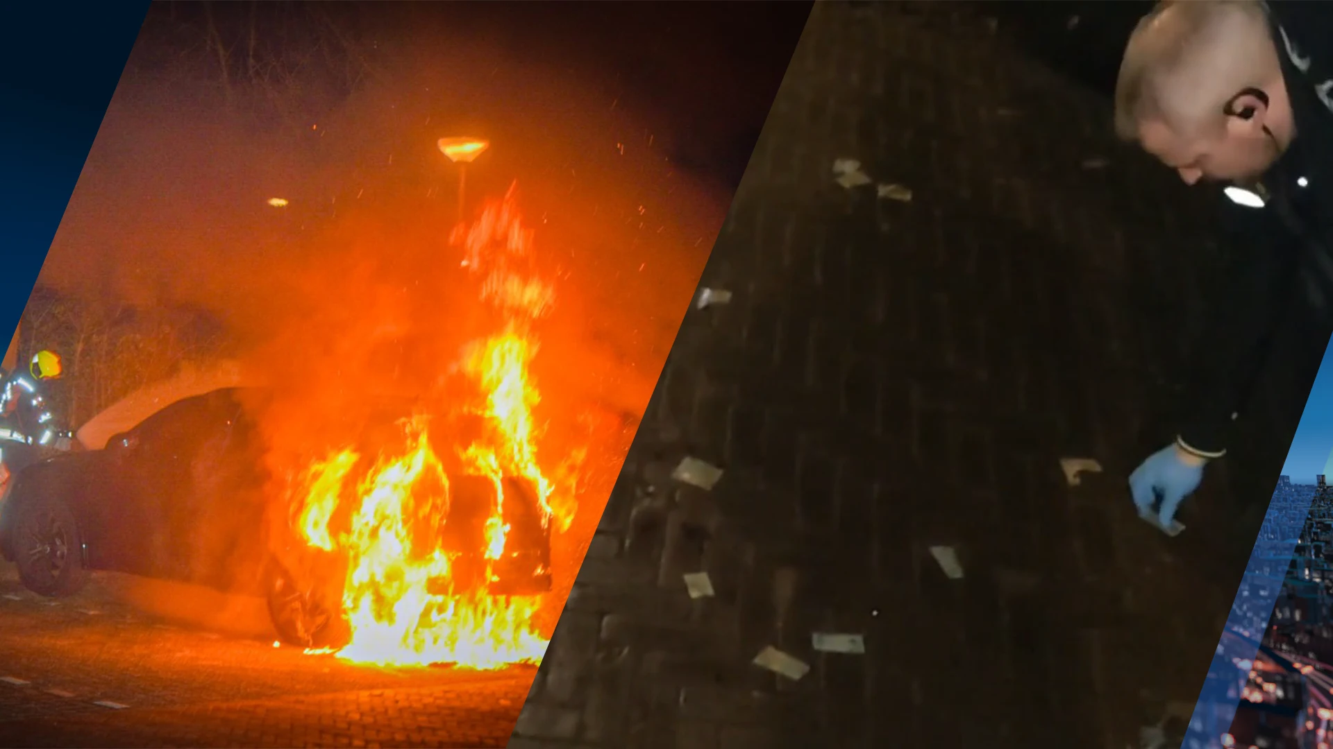 Megabedrag aan briefgeld op straat na autobrand, reden blijft een mysterie