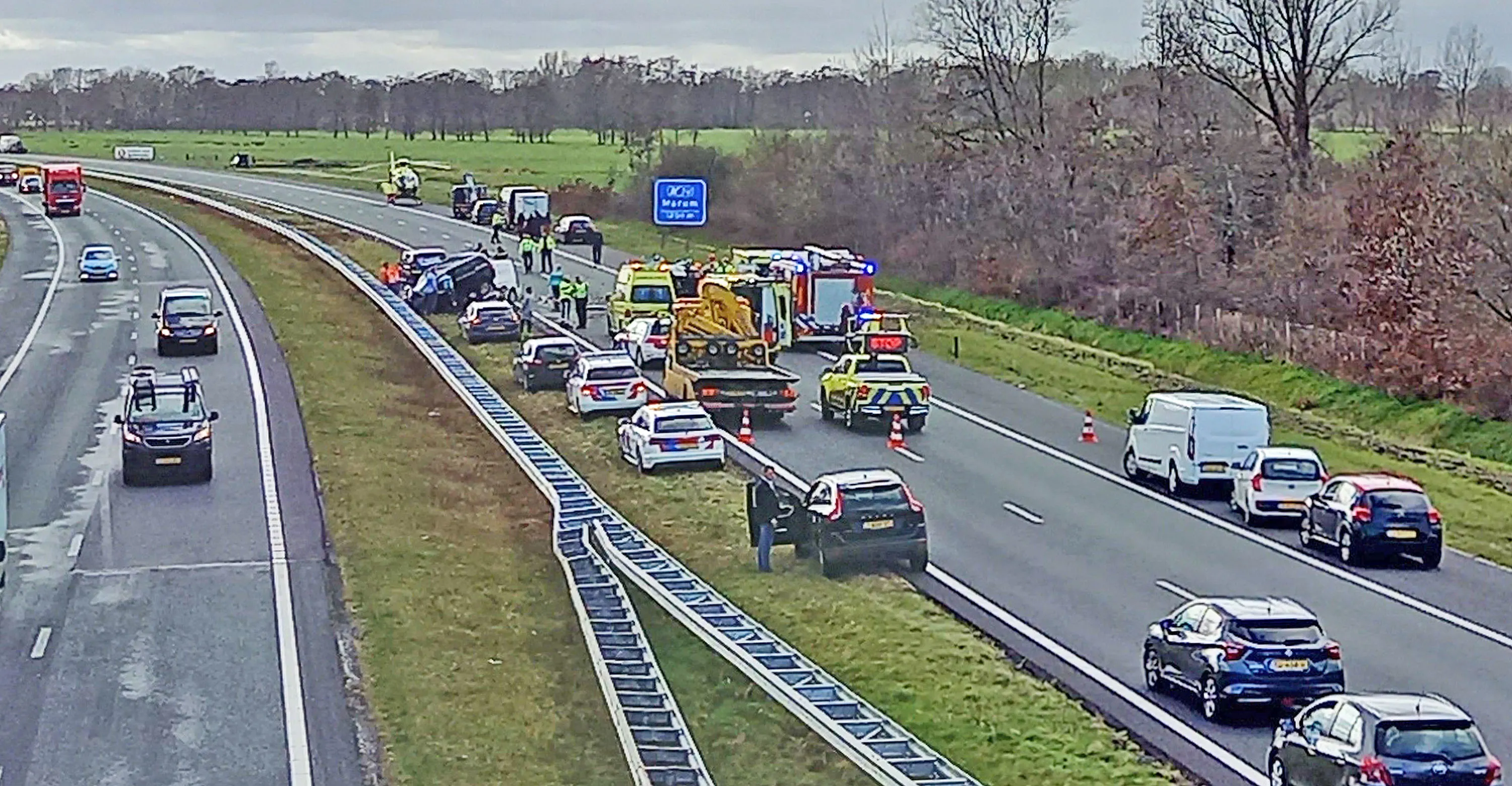Meerdere gewonden bij ernstig ongeluk op A7