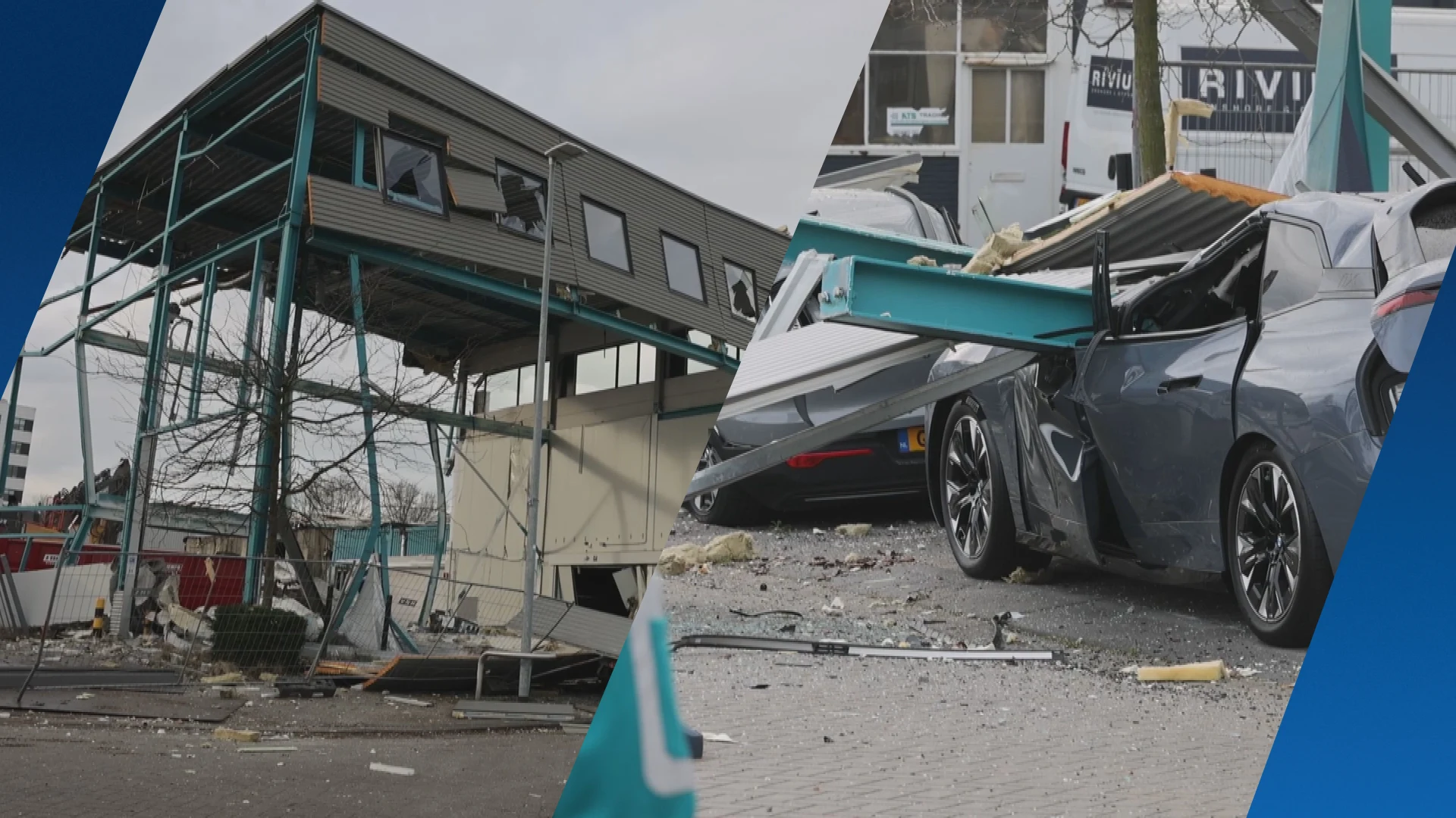 Sloopwerk gaat mis: gevel valt op auto’s in Schiedam