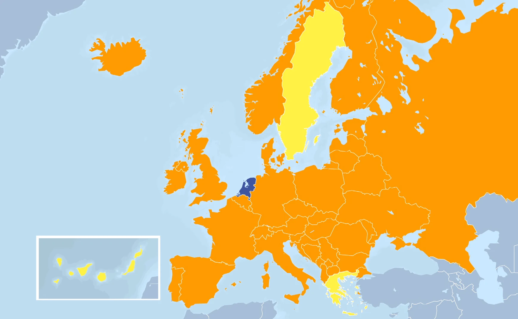 Europa op oranje: dit zijn de enige vier landen waar nog code geel geldt