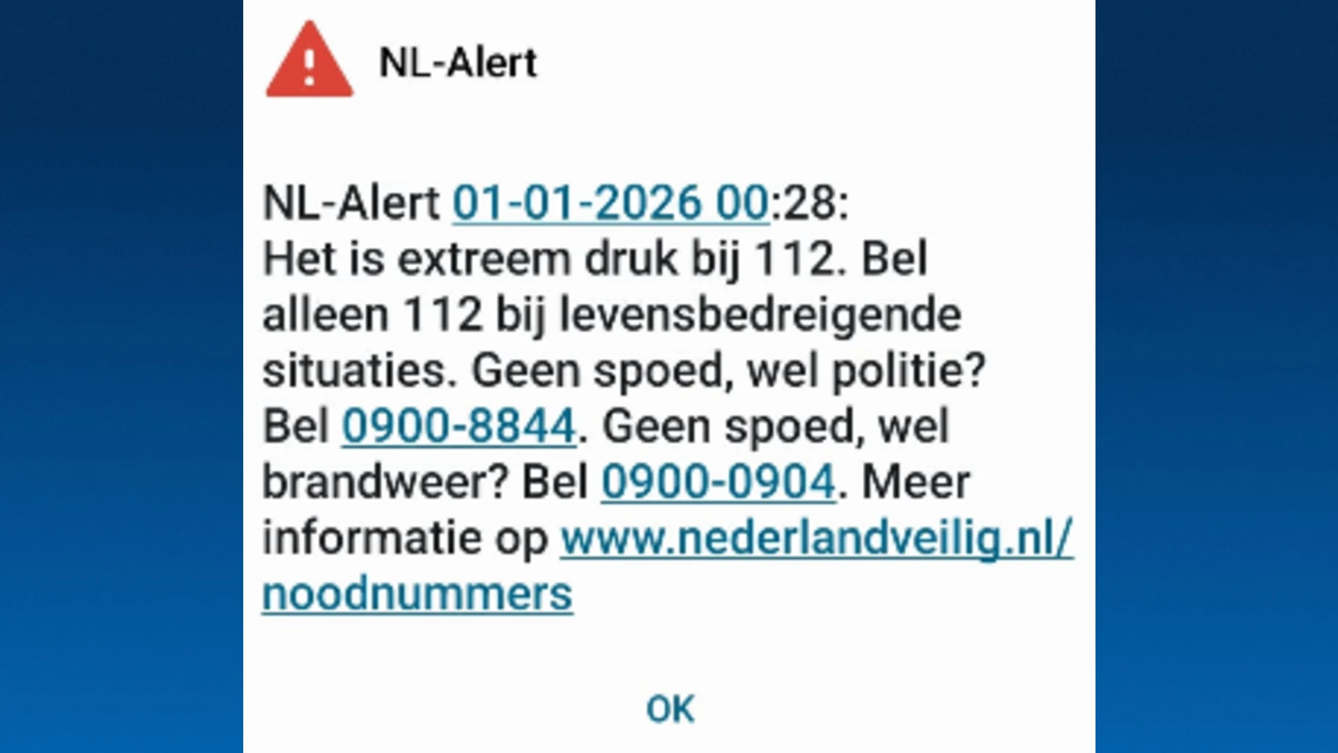 Extreem druk bij 112, NL-Alert uitgezonden