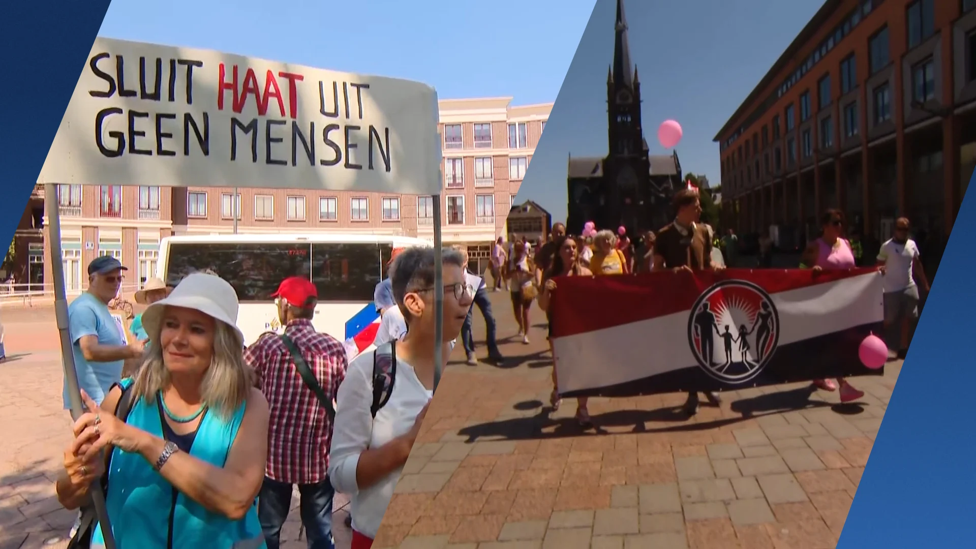 Vrouwenmars tegen AZC in Schiedam stuit op tegengeluid: 'Vluchtelingen welkom'