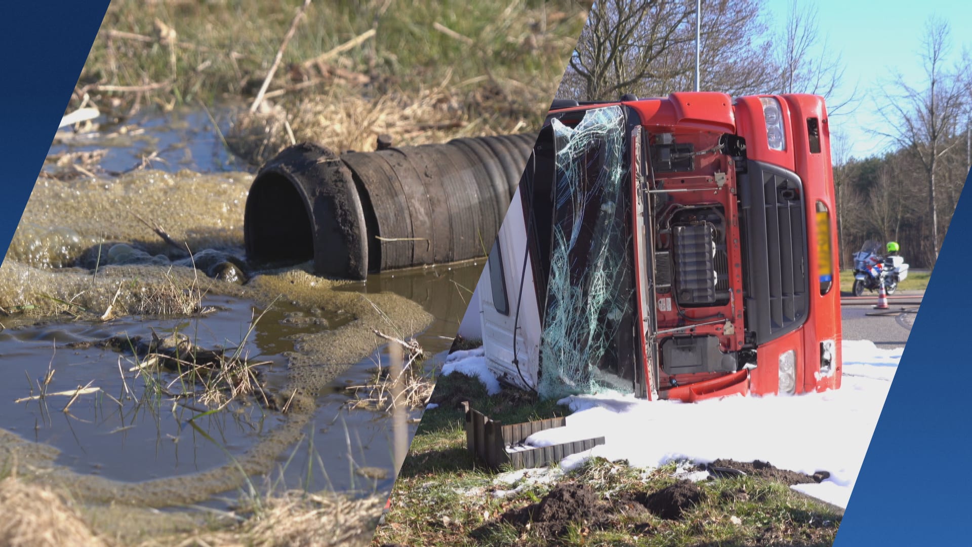Gekantelde mestwagen zorgt voor stinkend Stadskanaal