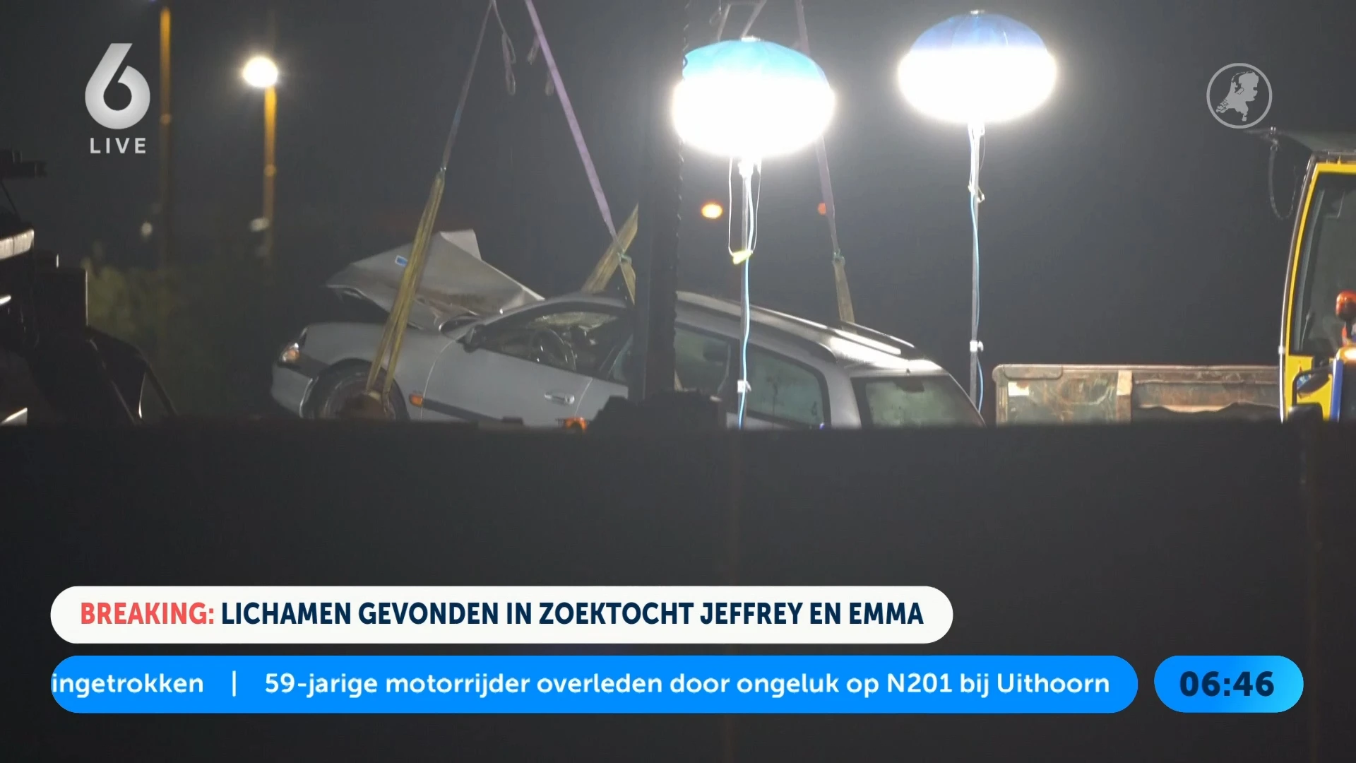 Auto van vader Jeffrey en Emma uit water getakeld in zoektocht naar vermiste kinderen
