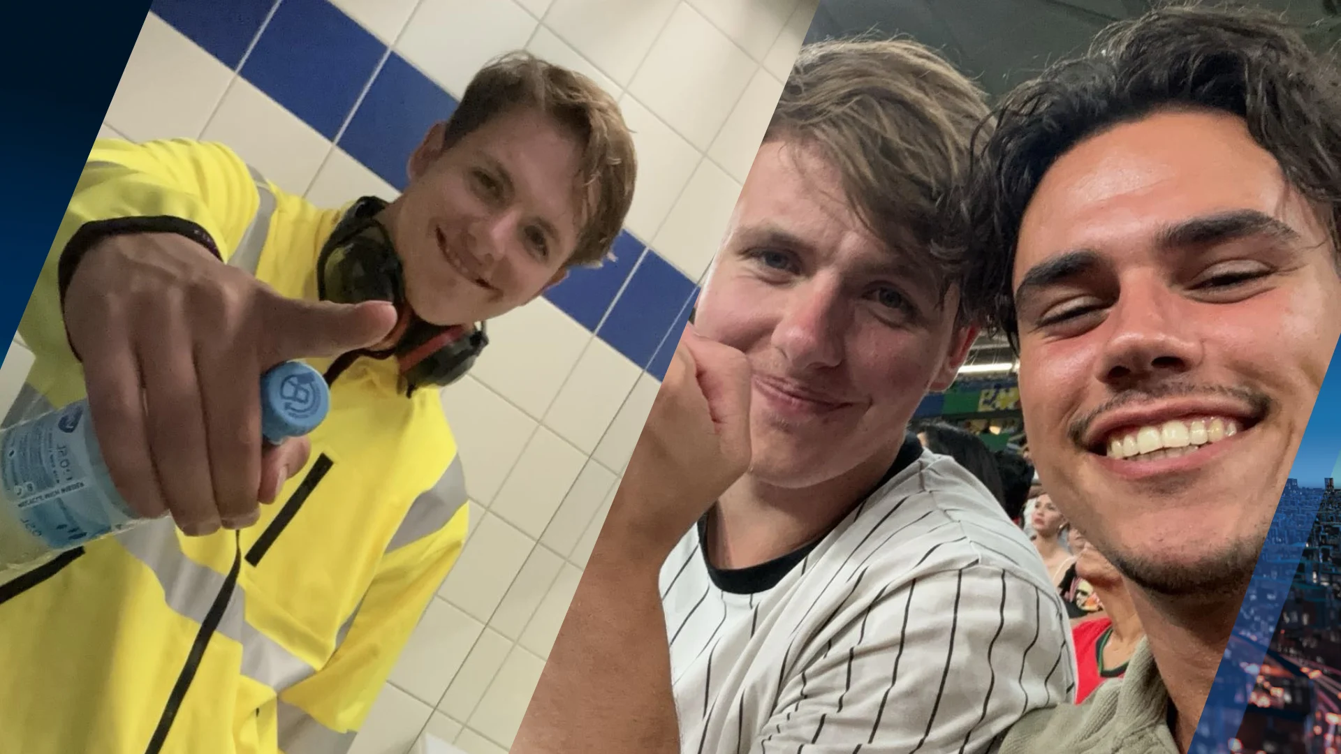 Luca en Koen dringen vermomd als vuilnisman EK-wedstrijd binnen