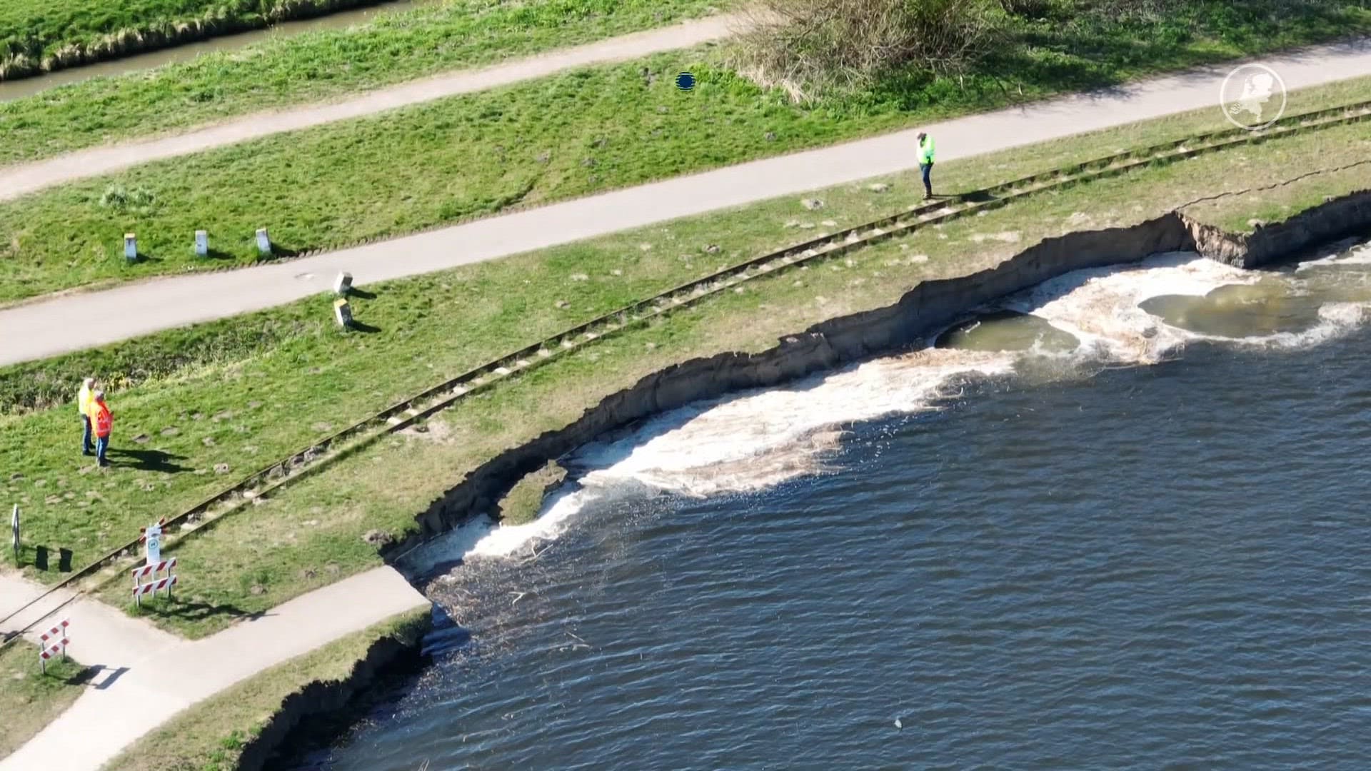 Oever Valkenburgse Meer ingezakt door slappe zandlaag