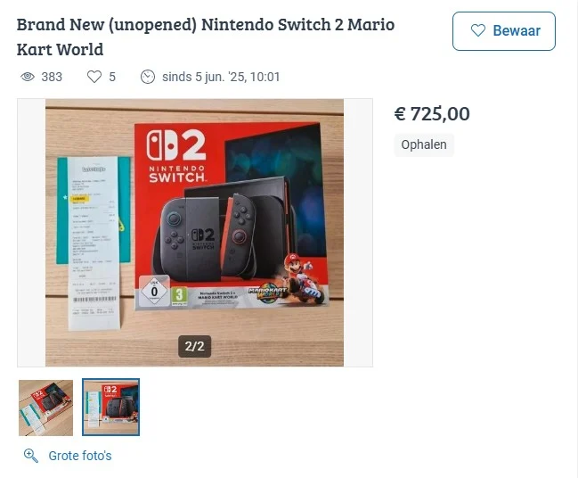 Nintendo Switch 2 net te koop, nu al voor veel hogere prijzen op Marktplaats