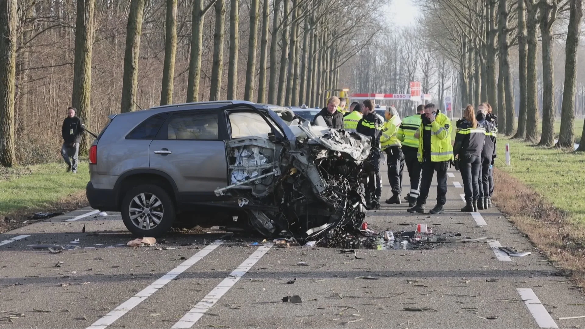 Man (64) overlijdt bij crash tegen boom op N214 bij Wijngaarden