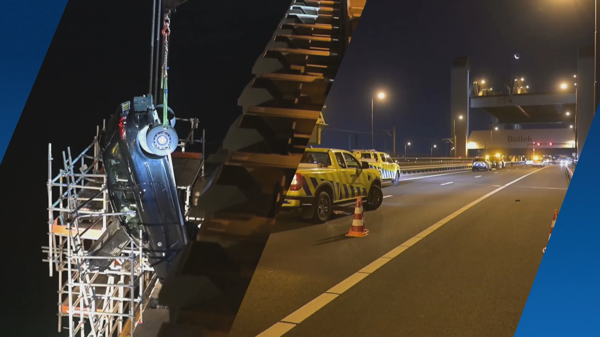 Automobilist belandt op bizarre plek naast Botlekbrug na incident