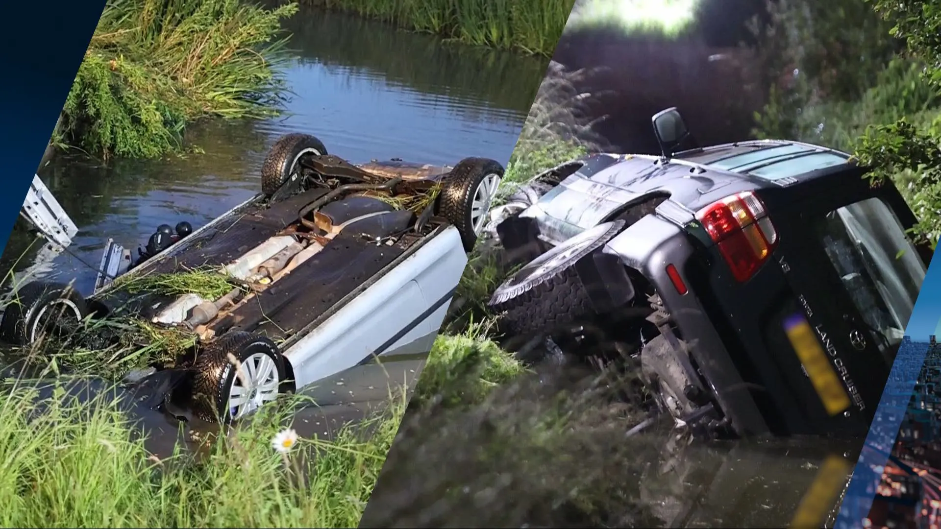 Auto na auto te water in De Lier, meerdere gewonden gevallen