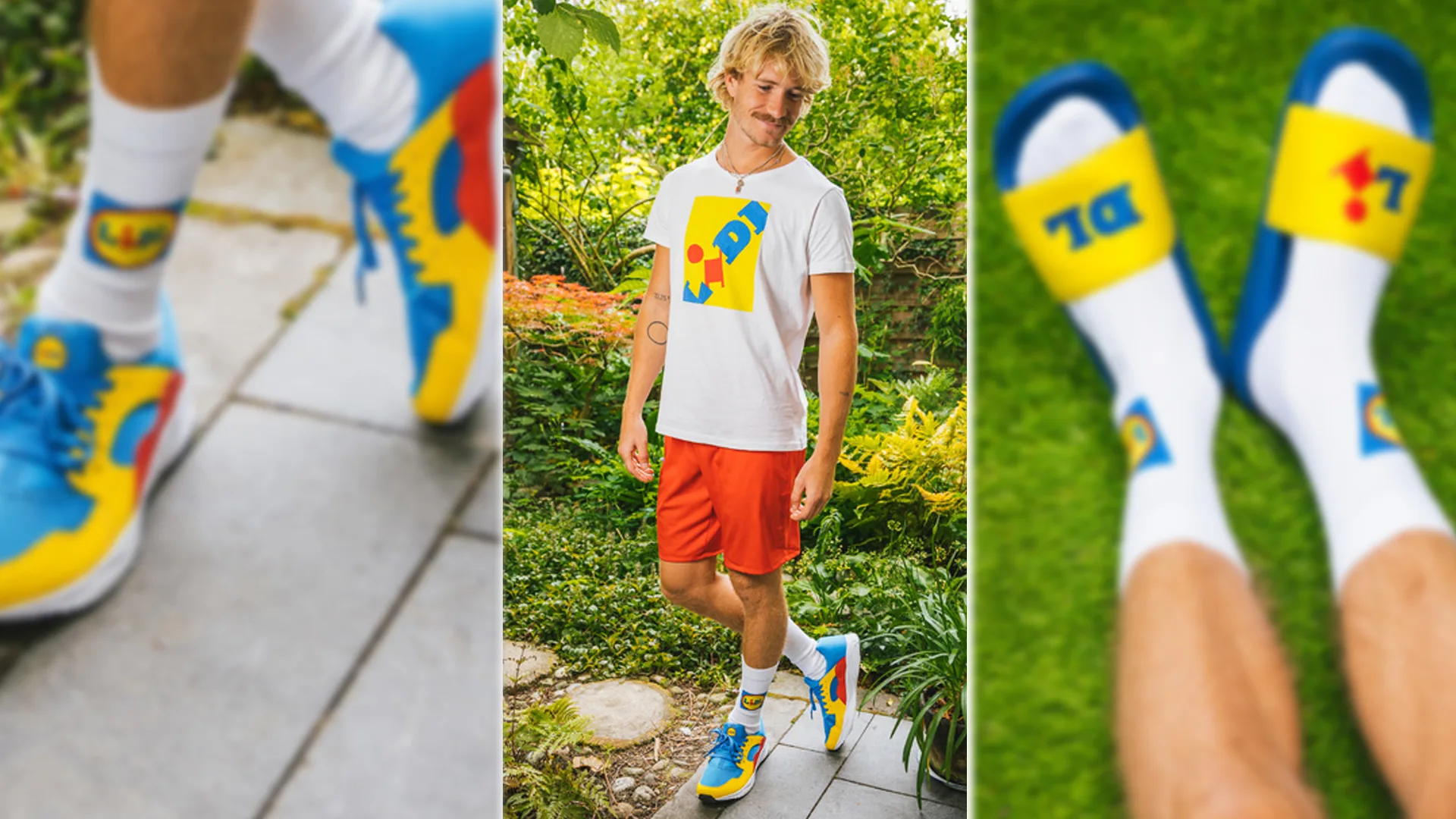 Tropische Sjon schittert in fanwear van Duitse supermarktgigant