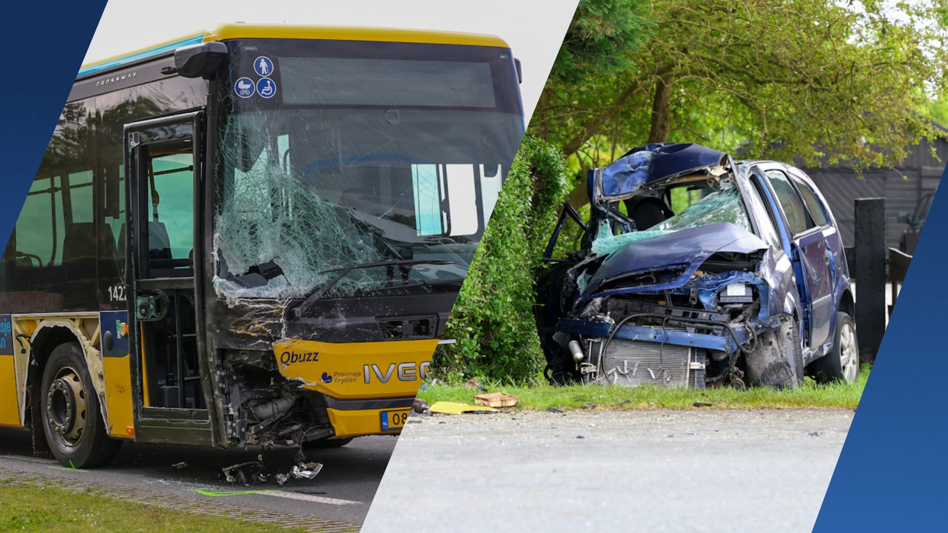 Man (29) ernstig gewond na botsing met lijnbus op N393 bij Sint Jacobiparochie