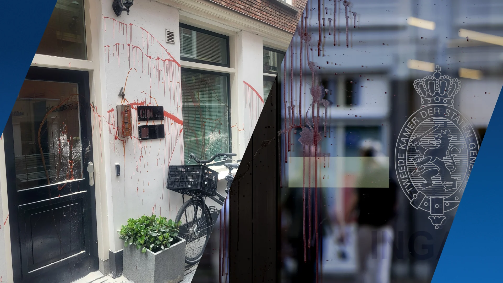 Panden Tweede Kamer en CIDI besmeurd rond demonstratie Gaza-debat