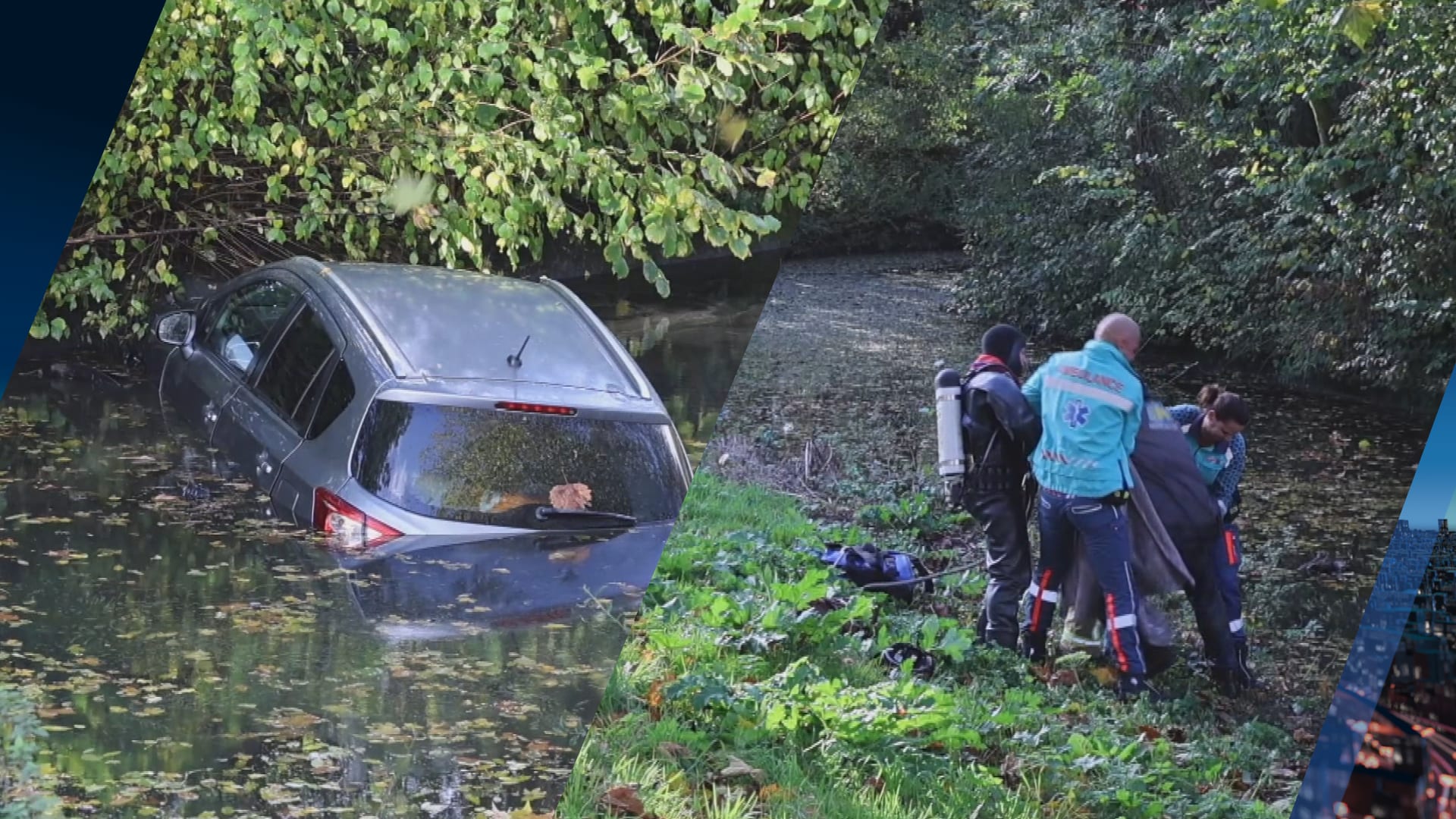 Omstanders redden bestuurder uit te water geraakte auto in Delft