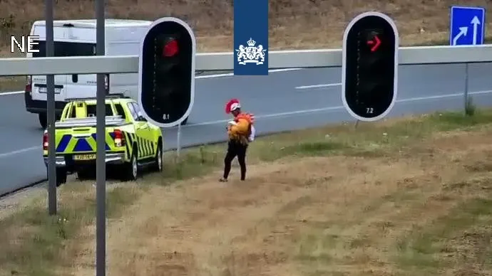 Vreemde vogel gespot: man in kippenpak langs de A2