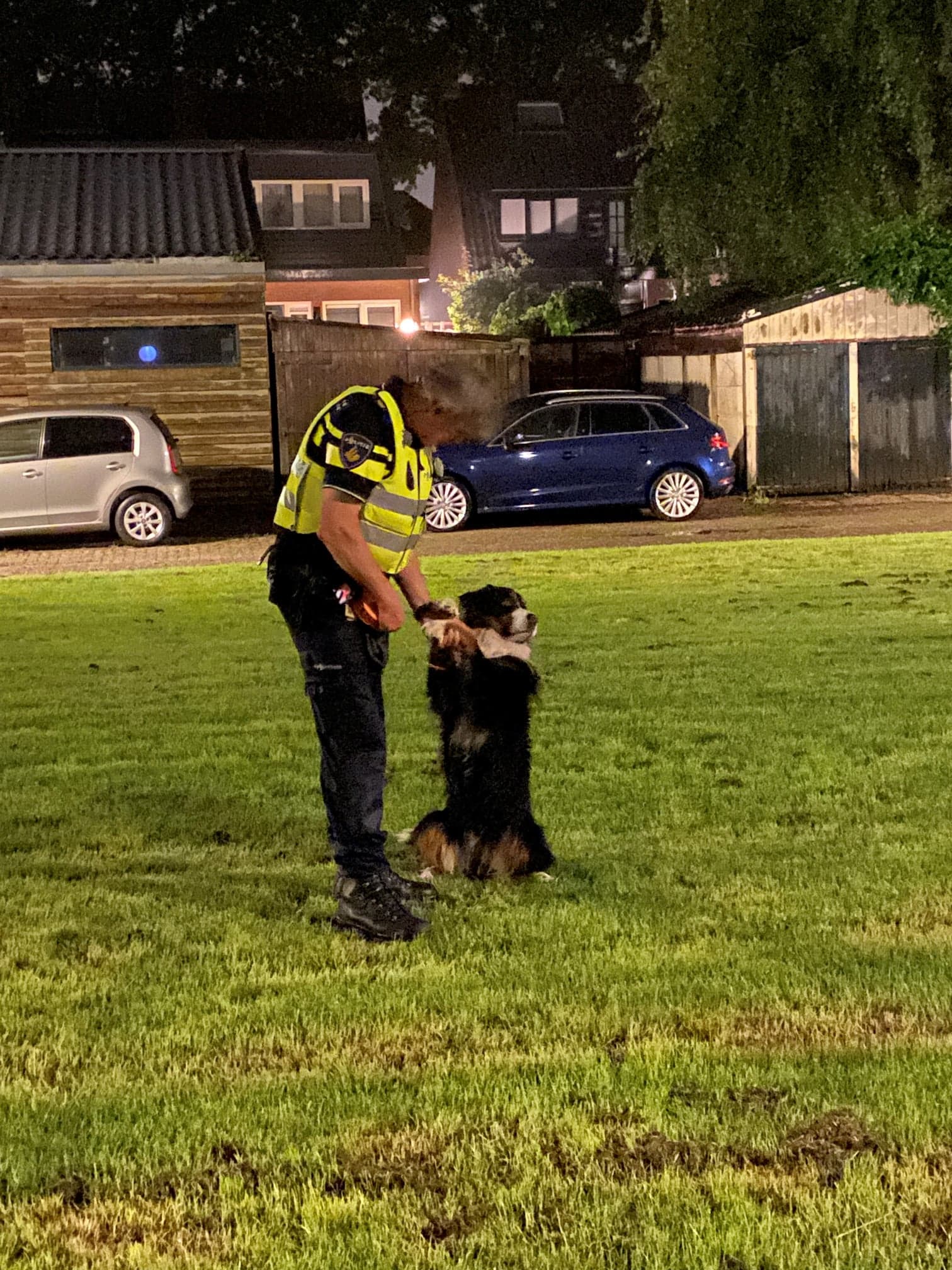 Kat en muisspel tussen hond en agent eindigt in vriendschap