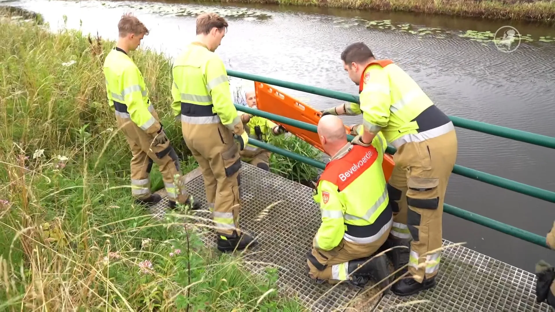 Hond Bèla springt water in maar komt er zelf niet meer uit