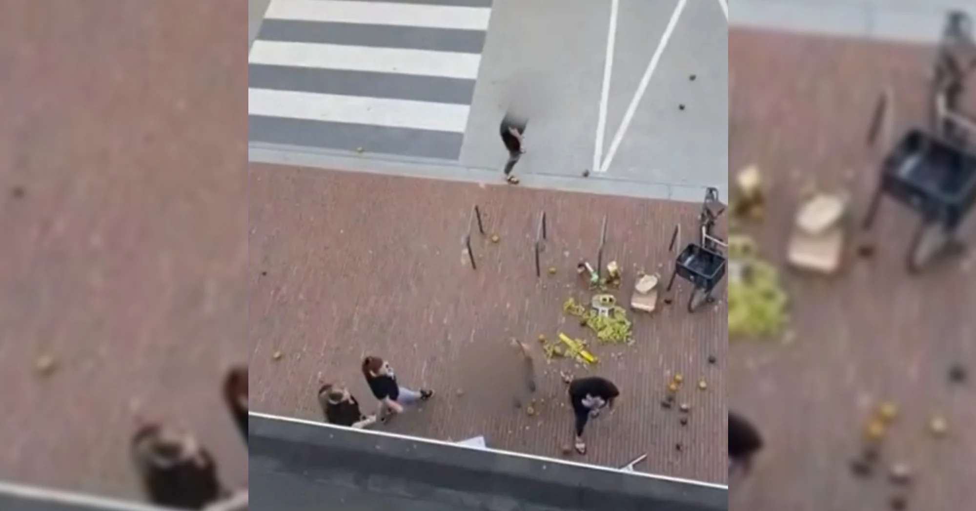 VIDEO: Groep mensen gooit met groente en fruit ruiten van supermarkt Leidschendam in