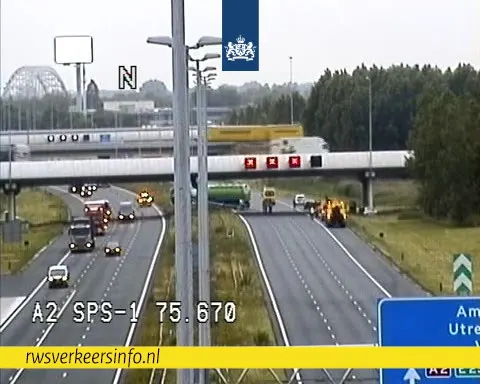 A2 vanuit Amsterdam richting Utrecht dicht na ongeluk