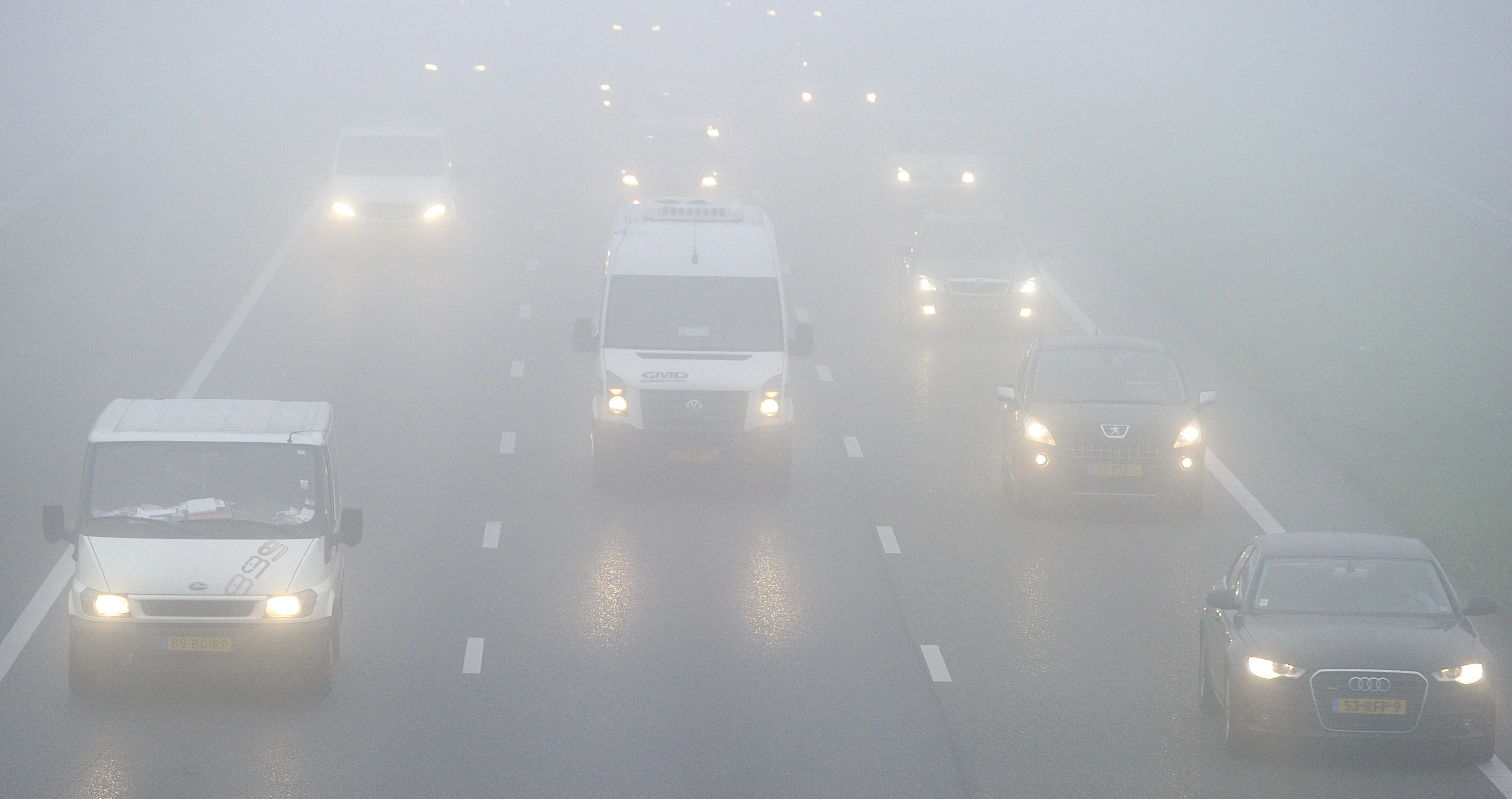 Code geel om dichte mist in noorden