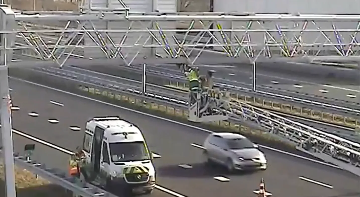 Hulpdiensten redden gewonde gans die vastzit in portaal op A9