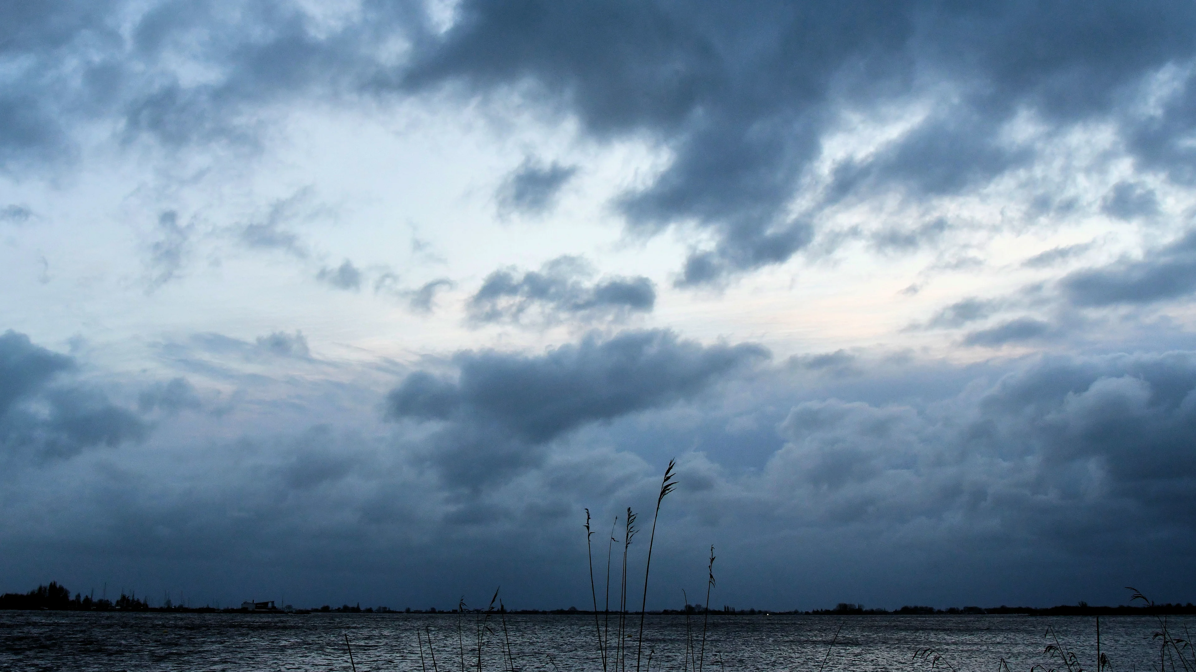 Een grijze en stormachtige dag met zware windstoten