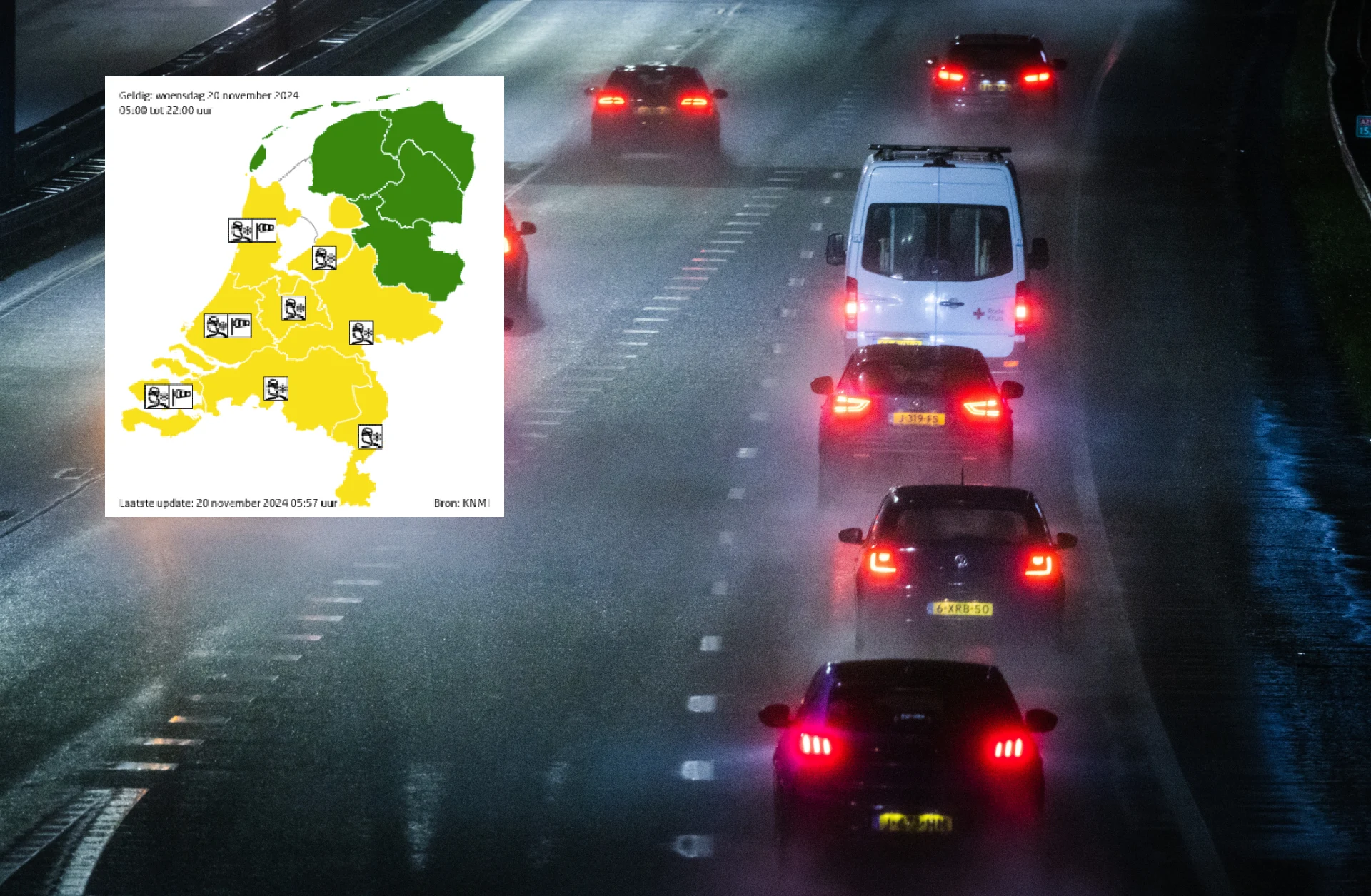 Code geel voor groot deel Nederland: gladheid en windstoten tot 90 km/ uur