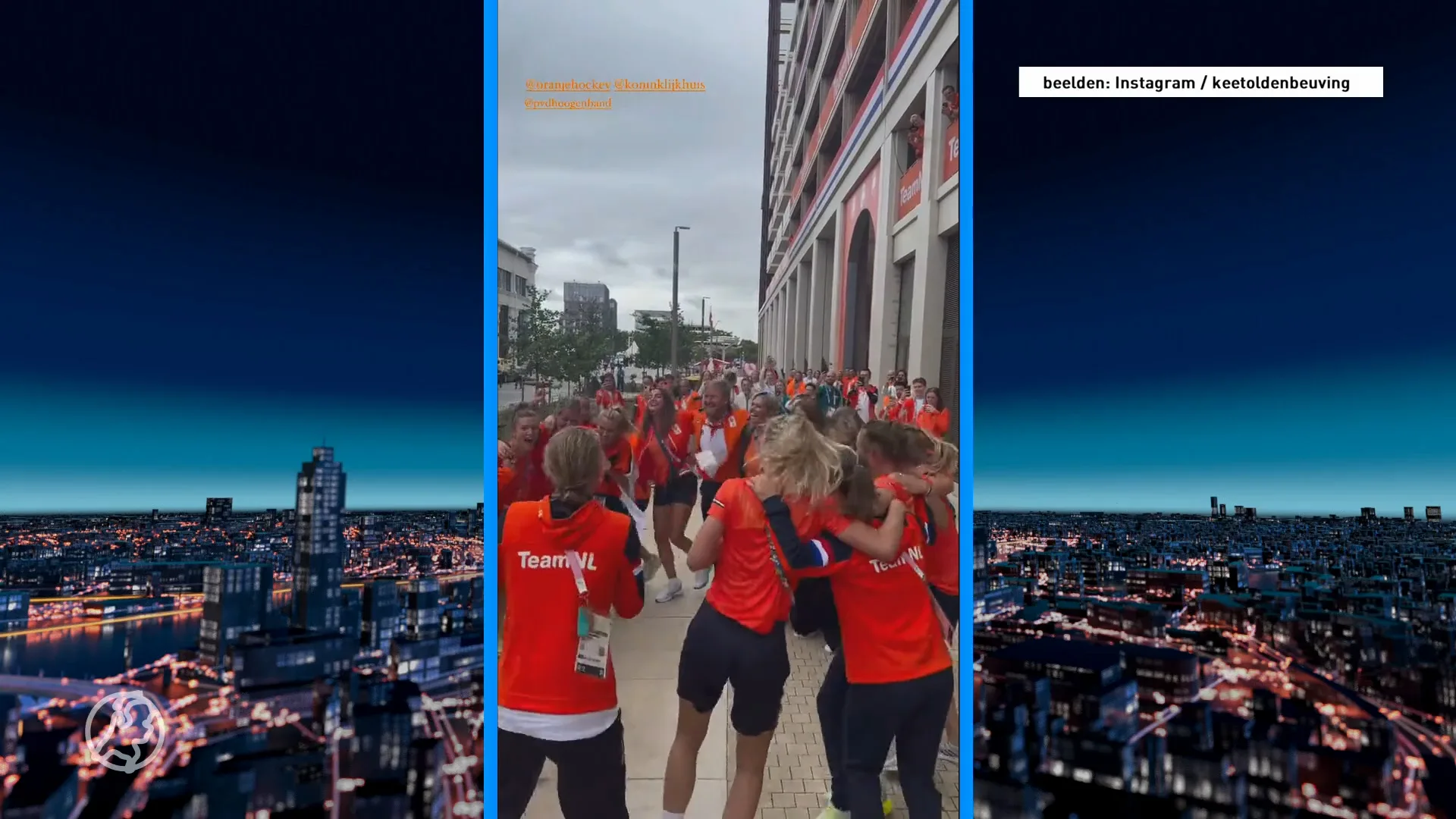 Van links naar rechts! Koningspaar host erop los in het Olympisch dorp