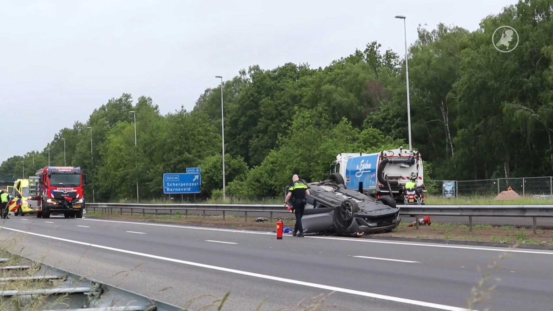 Persoon overleden bij ernstig ongeluk op A30 bij Lunteren