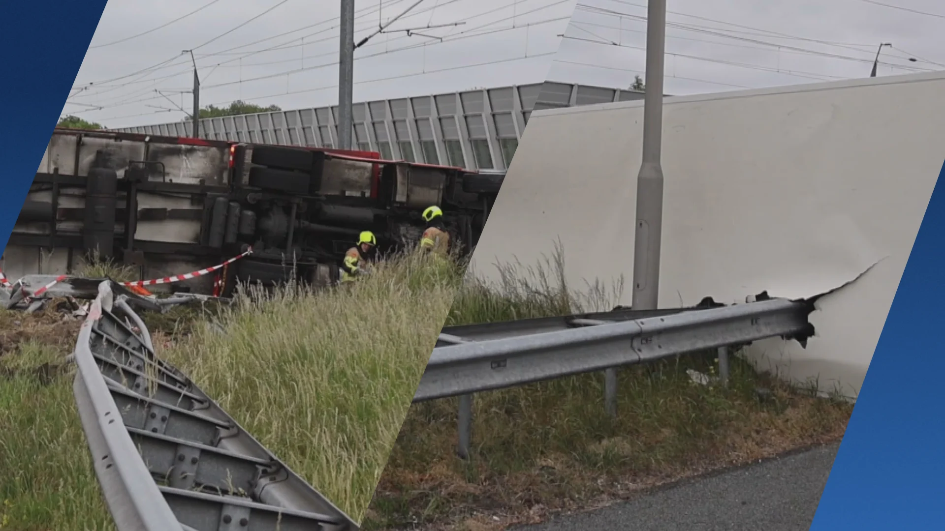 Problemen op A4 en hogesnelheidslijn door gekantelde vrachtwagen