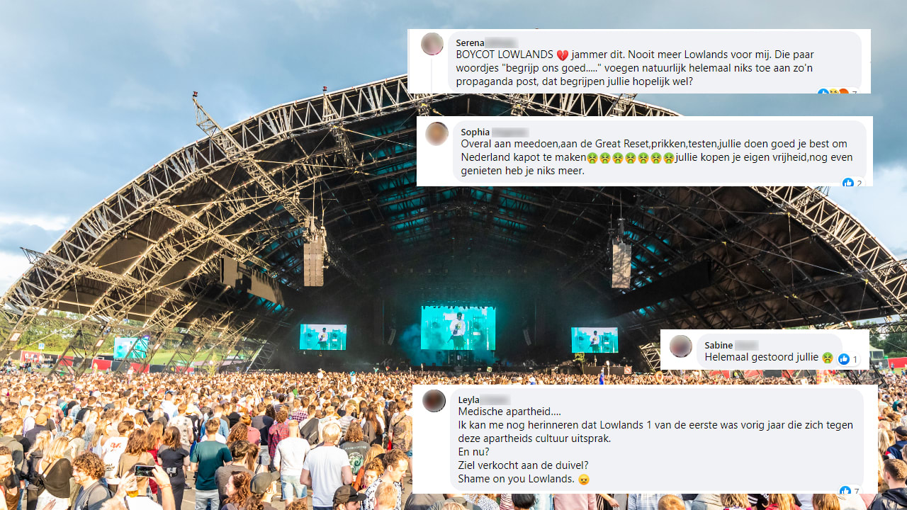 Prikoproep aan bezoekers Lowlands valt slecht bij coronacritici en anti-vaxxers